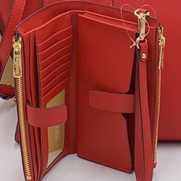 Michael Kors Large Double Zip Wristlet Wallet Leather Flame Color - Picture 16 of 16